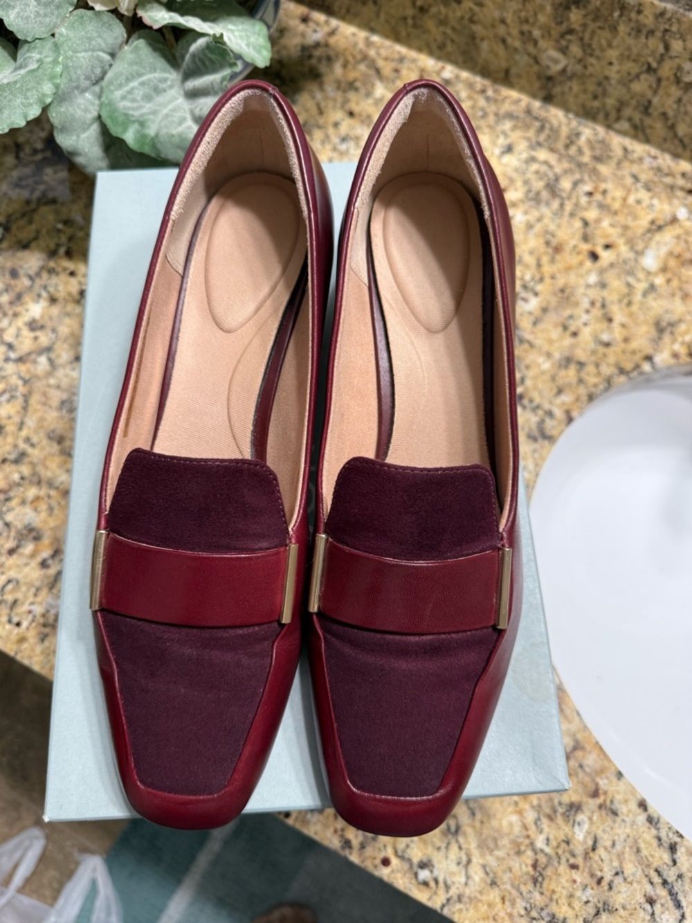 Rockport Women's Burgundy Loafers with Gold Accent